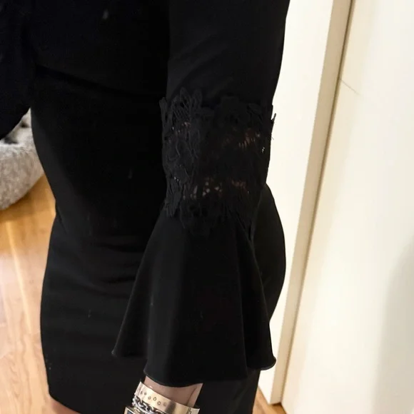 Tommy Hilfiger Black Sheath Dress with Lace Bell Sleeves - Picture 7 of 11